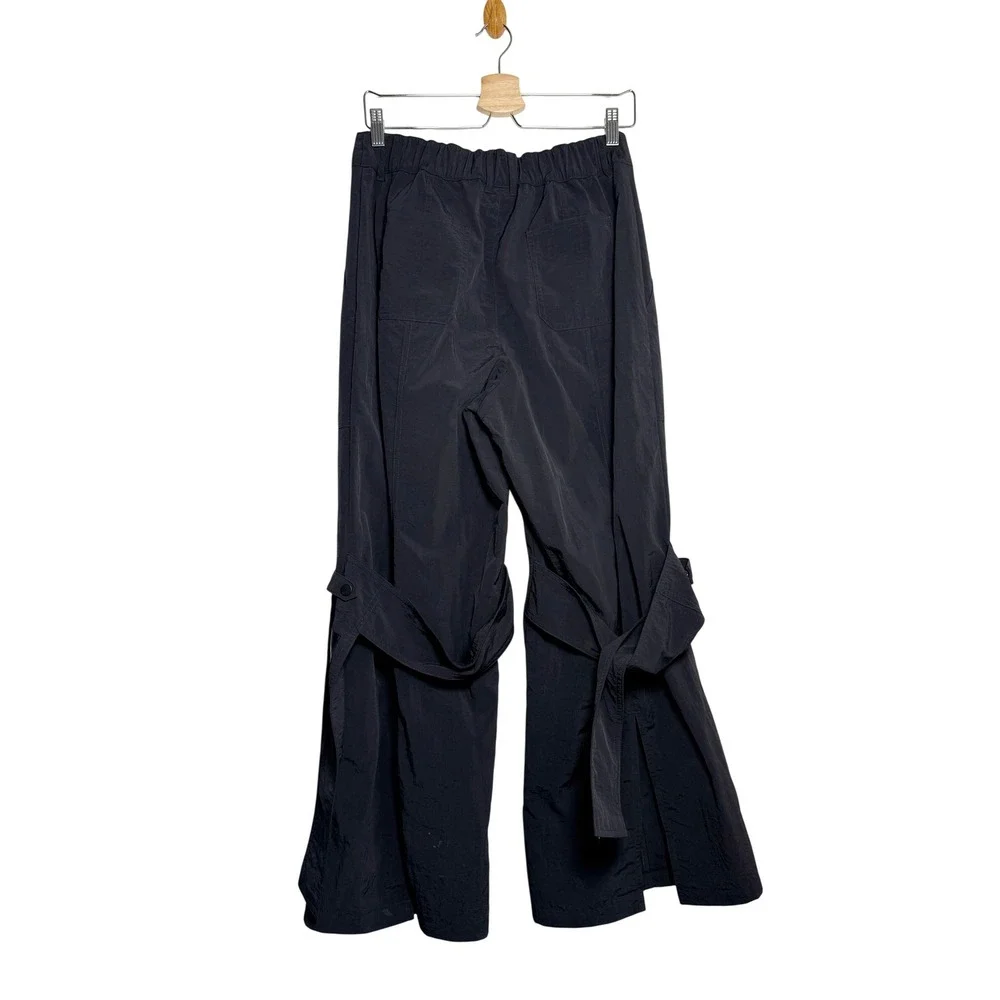 Alo Yoga Voyager Trouser Women M Black High-Waist Wide Leg Cargo Buckle Strap